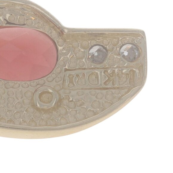 Yellow Gold Garnet Diamond Pendant - 14k Oval 1.48ctw - Picture 4 of 4